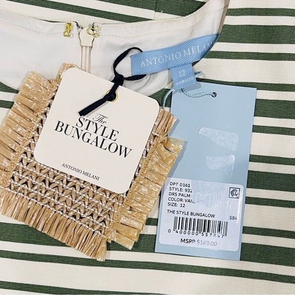 Antonio Melani x The Style Bungalow Palm Short Sleeve Striped Mini Dress NWT - Picture 11 of 16